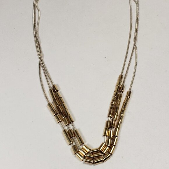 Stunning Women's Dual-Tone Layered Snake Bugle Beaded Necklace – 18" Adjustable - Picture 7 of 7